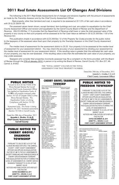 2011 Real Estate Assessments List Of Changes ... - Prairie Advocate