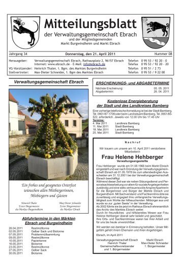 Mitteilungsblatt - Verwaltungsgemeinschaft Ebrach