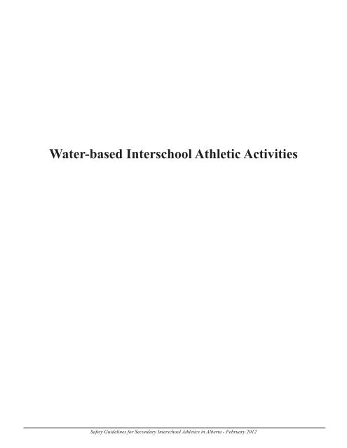 Safety Guidelines for Secondary Interschool Athletics in Alberta