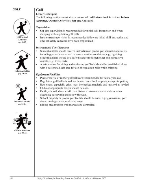 Safety Guidelines for Secondary Interschool Athletics in Alberta