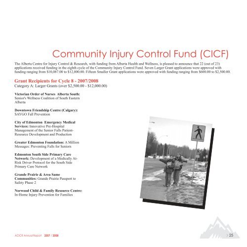 ACICR 2007 -2008 Annual Report - Alberta Centre for Injury Control ...