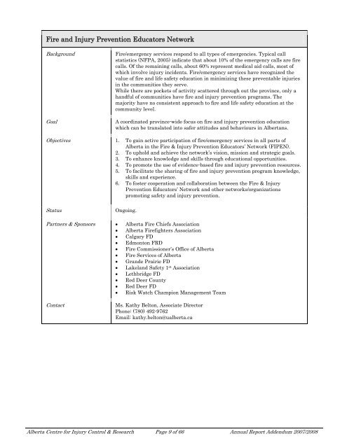 ACICR 2007 -2008 Annual Report Addendum - Alberta Centre for ...