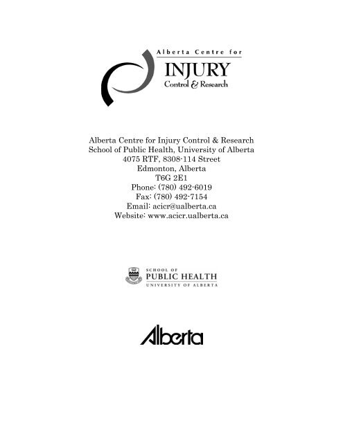 ACICR 2007 -2008 Annual Report Addendum - Alberta Centre for ...