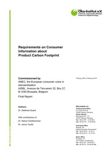 Requirements on Consumer Information about Product ... - ANEC