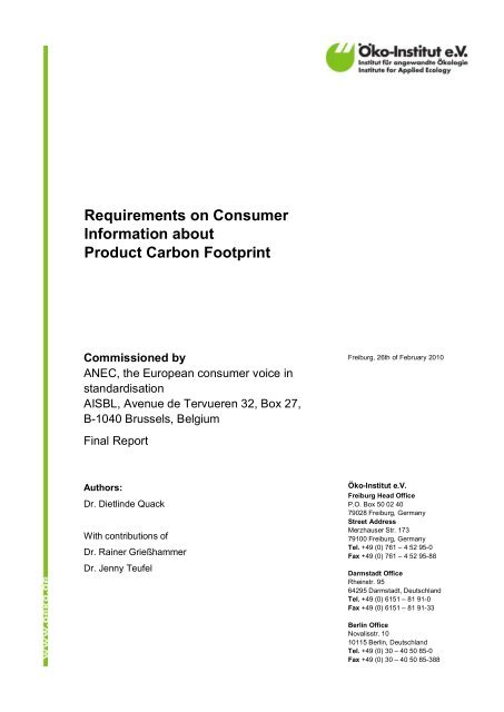 Requirements on Consumer Information about Product ... - ANEC