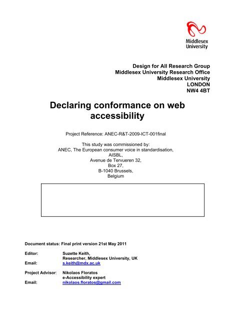 Declaring conformance on web accessibility - ANEC