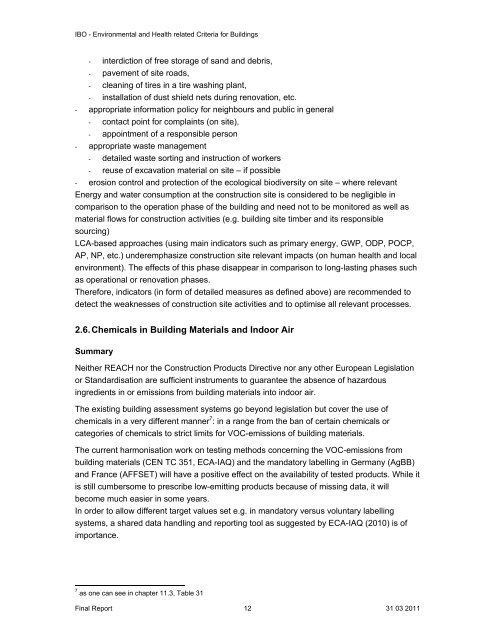 Environmental and health related criteria for buildings - ANEC