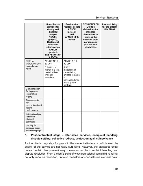 Services Standards: Defining the Core Consumer Elements ... - ANEC