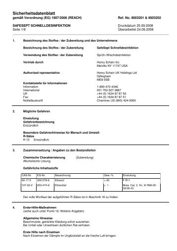 SafeSept Schnelldesinfektion_SDB_DE - Henry Schein Corporate ...
