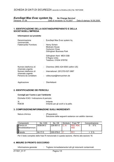 EuroSept Max Evac system liq. No Change Service! - Henry Schein ...