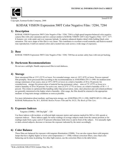 KODAK VISION Expression 500T Color Negative Film / 5284, 7284