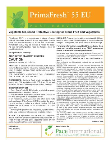 PrimaFreshâ¢ 55 EU POST - HARVEST - Pace International, LLC