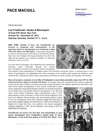 View Press Release as PDF - Pace/MacGill Gallery