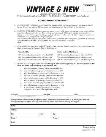 CONSIGNMENT AGREEMENT - Pacific Galleries