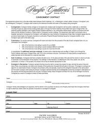 PACIFIC GALLERIES CONSIGNMENT CONTRACT