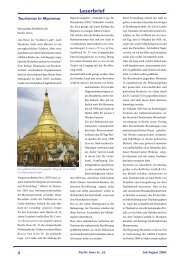 Leserbrief zum Thema Tourismus in Myanmar