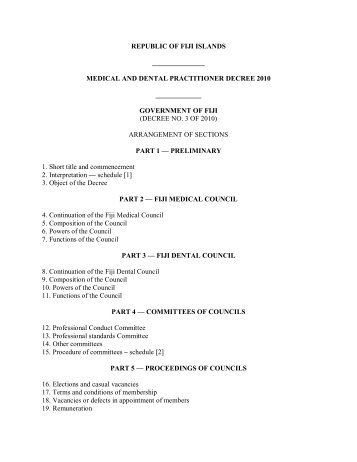 medical and dental practitioner decree 2010 - Pacific Health Voices