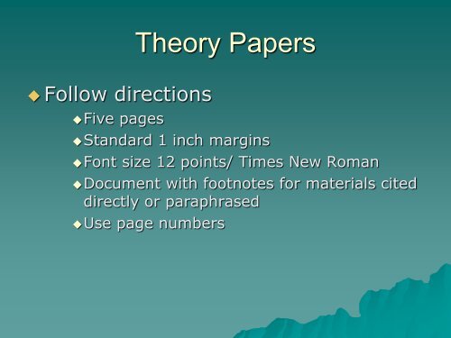 Writing Theory Papers - Pacific Region ACPE