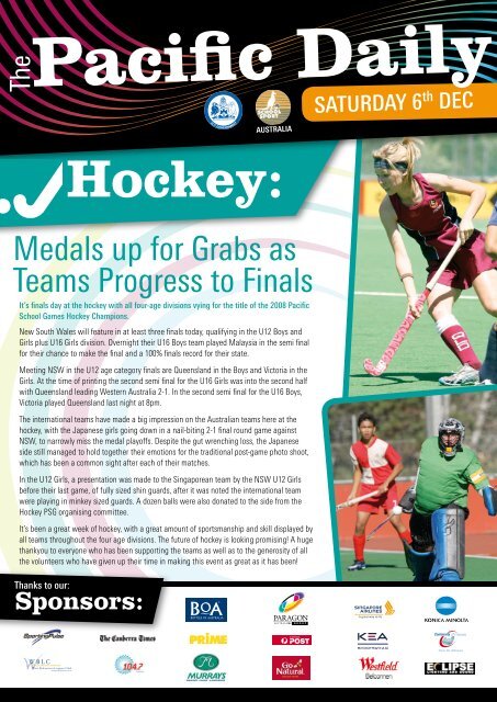 2008 Pacific Daily Newsletter - Issue 6 - Pacific School Games