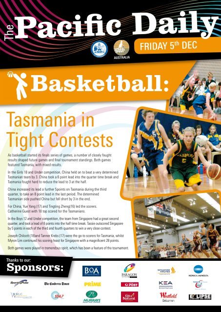 2008 Pacific School Games Newsletter - Issue 4