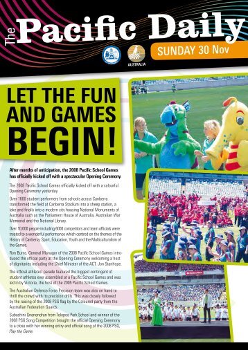 2008 Pacific Daily Newsletter - Sunday - Pacific School Games