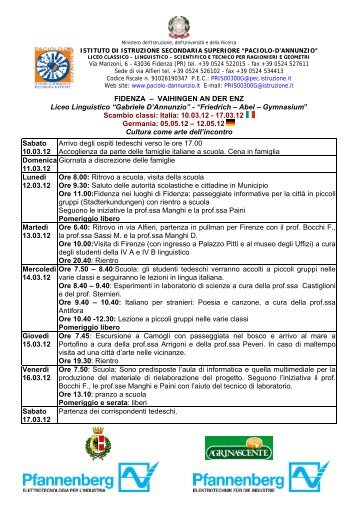 Programma di scambio in Italia dal 10 al 17 marzo 2012 - Paciolo-D ...