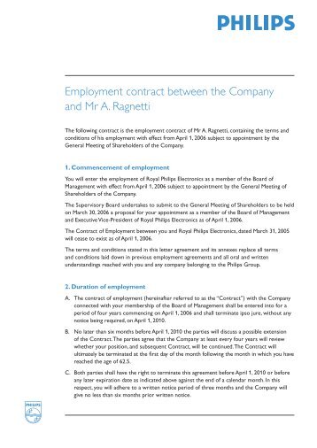 Employment contract G.J. Kleisterlee