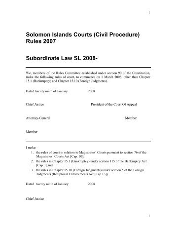 Solomon Islands Courts (Civil Procedure) Rules 2007 ... - PacLII