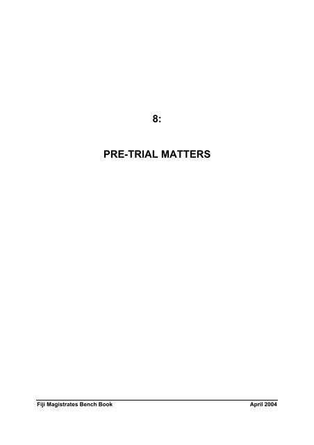 Fiji Magistrates Bench Book - Federal Court of Australia