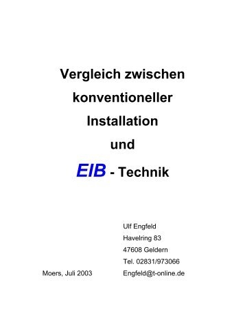 Vergleich zwischen konventioneller Installation und EIB - Technik