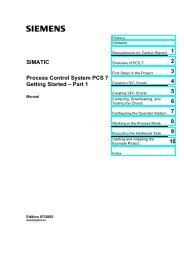 SIMATIC Process Control System PCS 7 Getting Started â Part 1