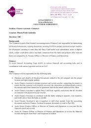 Job description for finance assistant volunteer - Pact Cambodia