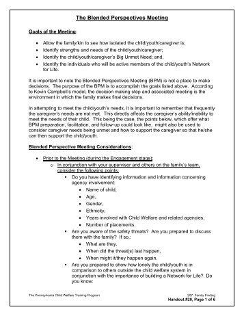 Handout #20: The Blended Perspectives Meeting - Pennsylvania ...