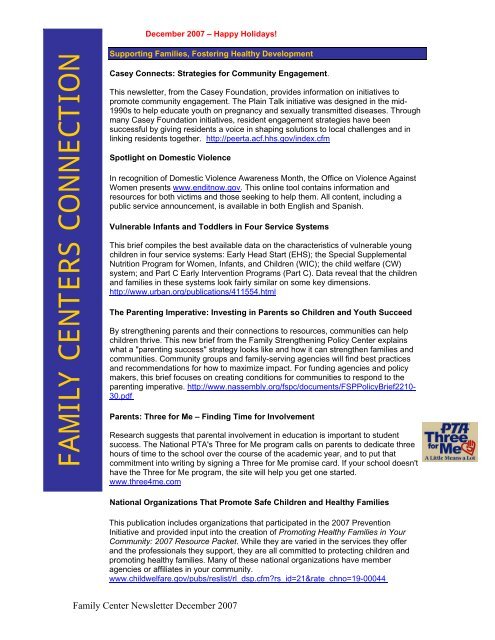 December 2007 Family Center Newsletter - Pennsylvania Child ...