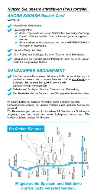 Preisliste SQUASH - Paderborner Squash Club