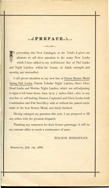 1886 - Wilson Bohannan Padlocks