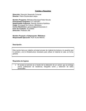 Ficha Programa o Proyecto (segÃºn el caso) - Municipalidad de ...