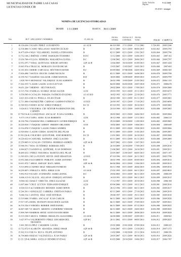 municipalidad de padre las casas 1/11/2009 30/11/2009 licencias ...