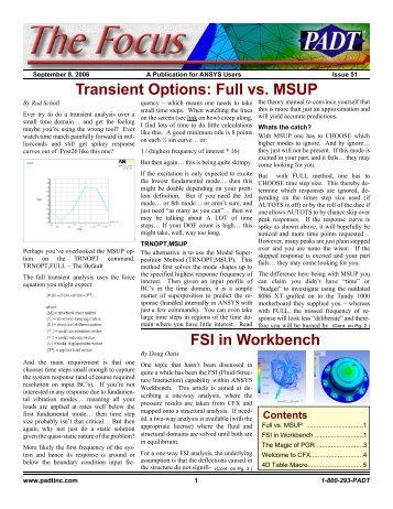 Transient Options: Full vs. MSUP FSI in Workbench - PADT