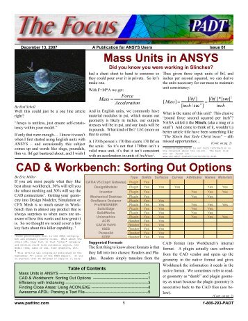 Mass Units in ANSYS CAD & Workbench: Sorting Out Options - PADT