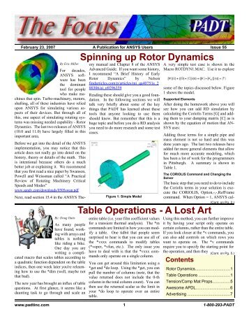 Spinning up Rotor Dynamics Table Operations - A Lost Art - PADT