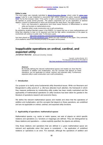 Inapplicable operations on ordinal, cardinal, and expected utility