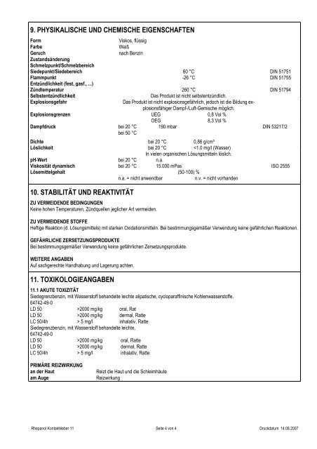 FDT Rhepanol Kontaktkleber 11 - Diller Gmbh