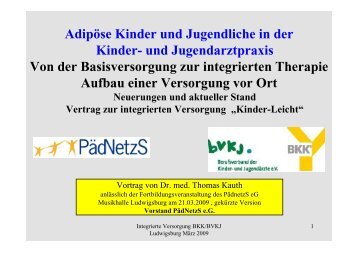 Vortrag von Dr. Thomas Kauth zum IV-Vertrag - PÃ¤dnetz S eG