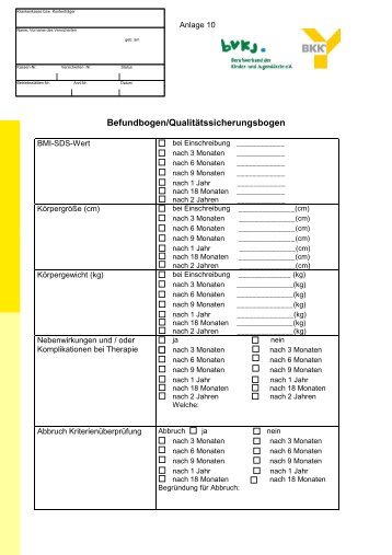 Anlage 10 Befundbogen