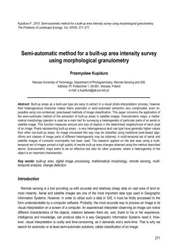 Semi-automatic method for a built-up area intensity survey using ...