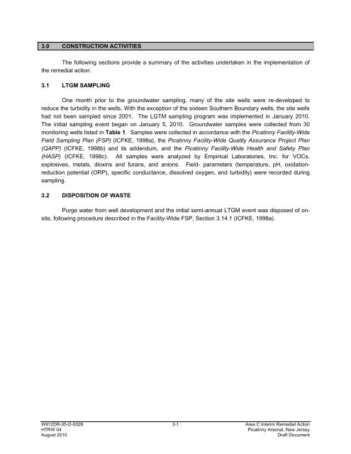 submit Draft Interim Remedial Action Report for Area C Groundwater