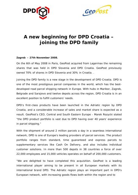 A new beginning for DPD Croatia – joining the DPD family