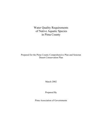 Water Quality Requirements of Native Aquatic Species in Pima County