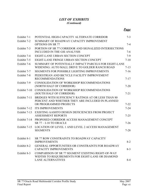 sr 77/oracle road multimodal corridor profile study final report - Pima ...